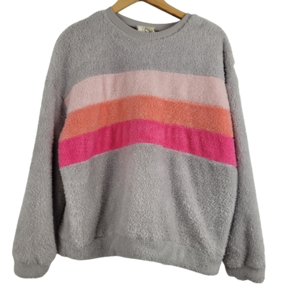 Fantastic fawn multi-color teddy pullover chunky cozy sweater